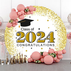 Aperturee - Congratulations Gold White Round Graduation Backdrop