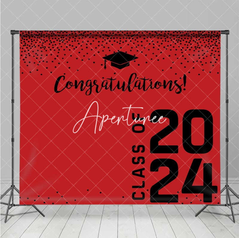 Aperturee - Congratulations Red Bachelor Cap Graduation Backdrop