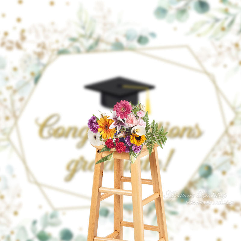 Aperturee - Congratulations Simple Greeny Grad Photo Booth Backdrop