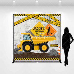 Aperturee - Construction Site Custom Name Birthday Party Backdrop