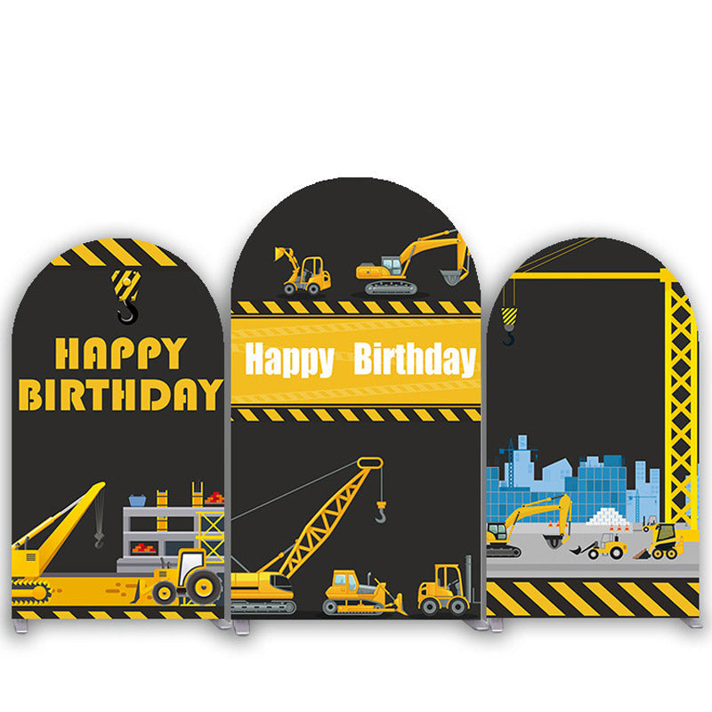 Aperturee Contruction Truck Happy Birthday Arch Backdrop Kit