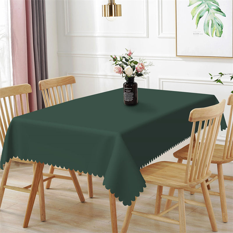 Aperturee - Cool Army Green Solid Color Rectangle Tablecloth