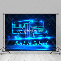 Aperturee - Cool Black Blue Neon Bus Back To School Backdrop