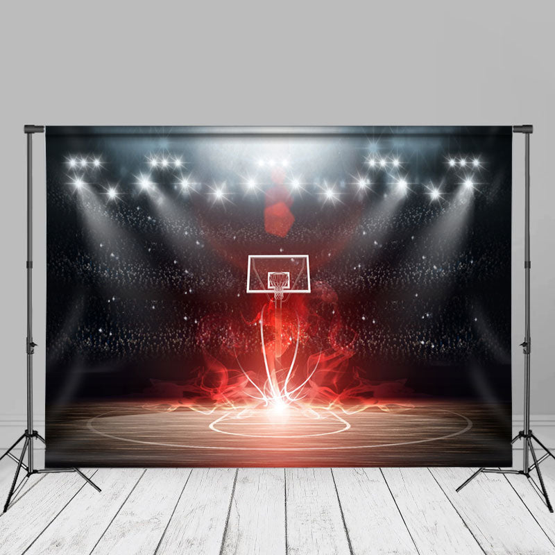 Aperturee - Cool Fire Effect Basketball Court Photograohy Backdrop