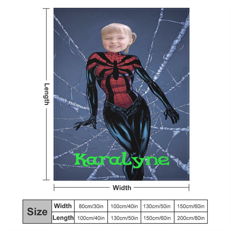 Aperturee - Cool Hero Cobweb Grey Custom Photo Blanket For Girls