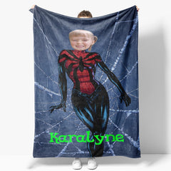 Aperturee - Cool Hero Cobweb Grey Custom Photo Blanket For Girls