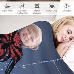 Aperturee - Cool Hero Cobweb Grey Custom Photo Blanket For Girls