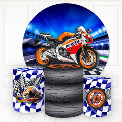 Aperturee Cool Hot Wheels Motorcycle Round Backdrop Kit For Boy