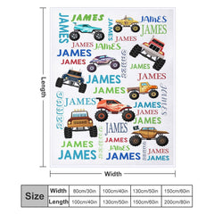 Lofaris Cool Off Road Vehicles Custom Name Blanket For Boys