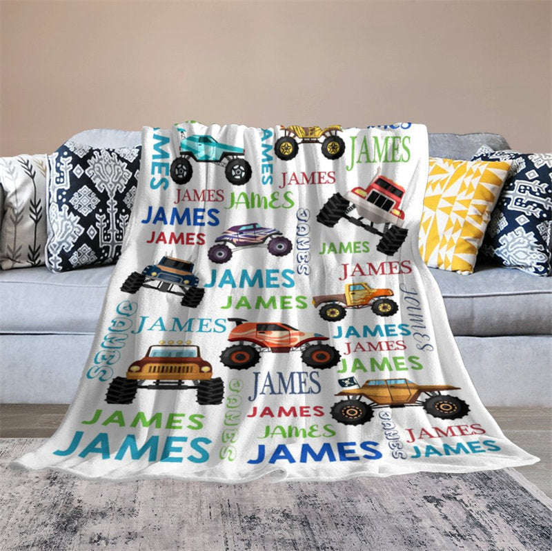 Lofaris Cool Off Road Vehicles Custom Name Blanket For Boys