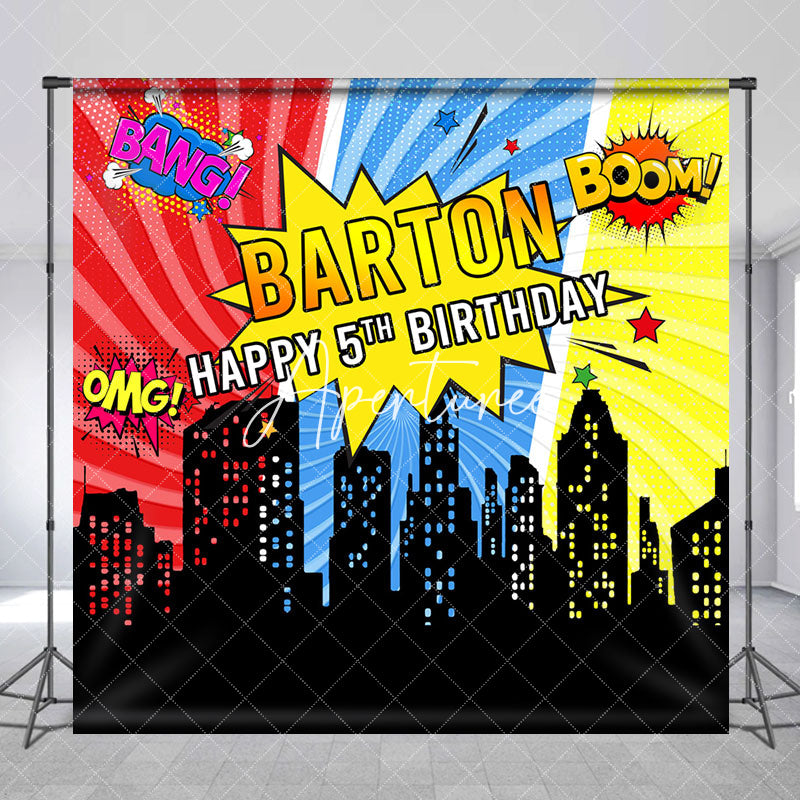 Aperturee - Cool Stripe City Custom 5th Birthday Party Backdrop