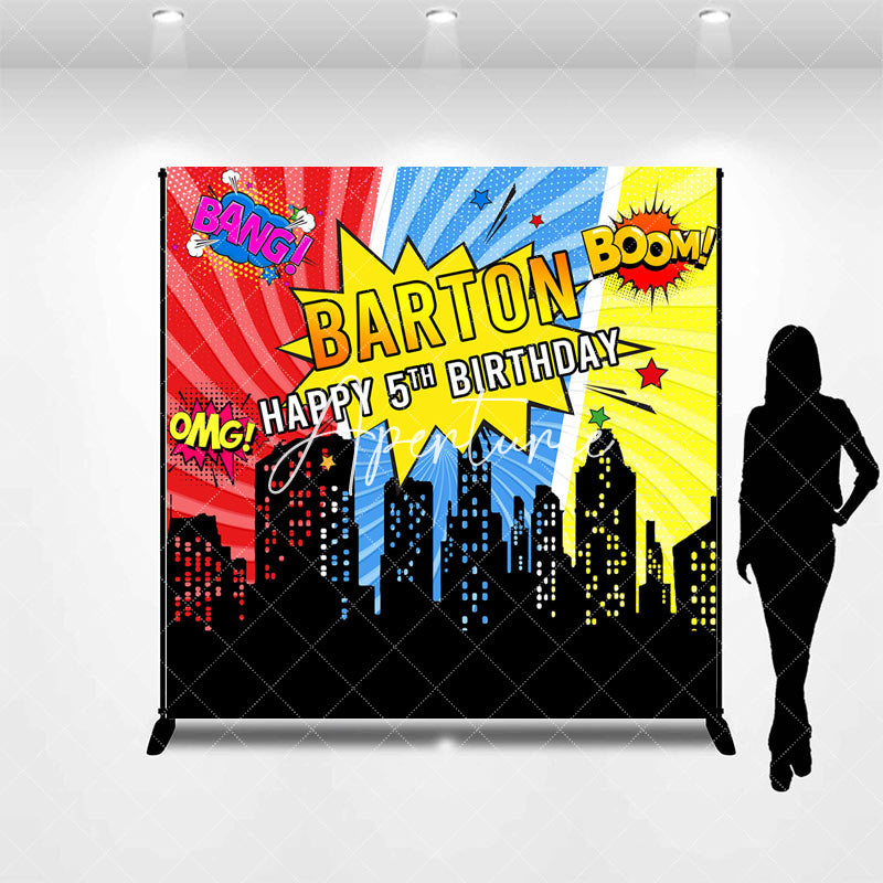 Aperturee - Cool Stripe City Custom 5th Birthday Party Backdrop