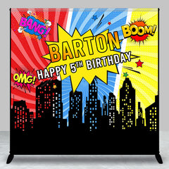 Aperturee - Cool Stripe City Custom 5th Birthday Party Backdrop