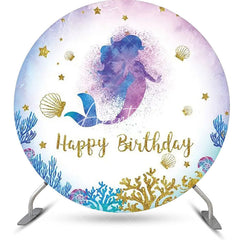 Aperturee - Coral Shell Mermaid Circle Birthday Party Backdrop