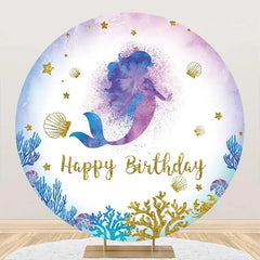 Aperturee - Coral Shell Mermaid Circle Birthday Party Backdrop