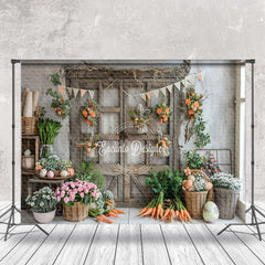 Aperturee - Country Grey White Wall Floral Door Easter Backdrop