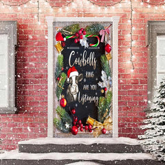 Aperturee - Cowbells Ring Listening Glitter Christmas Door Cover