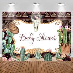 Aperturee - Cowboy And Green Cactus Baby Shower Backdrop For Boy