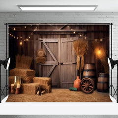 Aperturee - Cowboy Retro Hay Wood Barn Door Photo Booth Backdrop