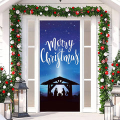 Aperturee - Cowshed Holy Light Night Merry Christmas Door Cover