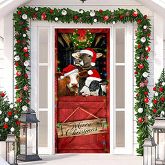 Aperturee - Cowshed Livestock Red Merry Christmas Door Cover