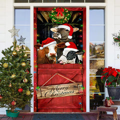 Aperturee - Cowshed Livestock Red Merry Christmas Door Cover