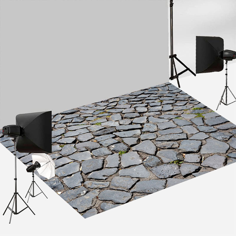 Aperturee - Cracked Little Dense Stones Road Photo Floor Mat