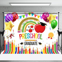 Aperturee - Crayon Apple Tools Rainbow Preschool Grad Backdrop