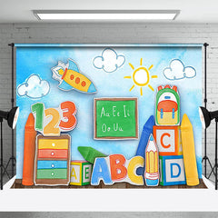 Aperturee - Crayon Bookshelf Blackboard Back To School Backdrop