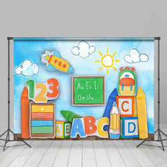 Aperturee - Crayon Bookshelf Blackboard Back To School Backdrop