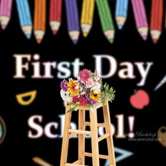 Aperturee - Crayons Globe First Day Back To School Backdrop