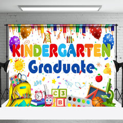 Aperturee - Crayons School Bag Tools Kindergarden Grad Backdrop