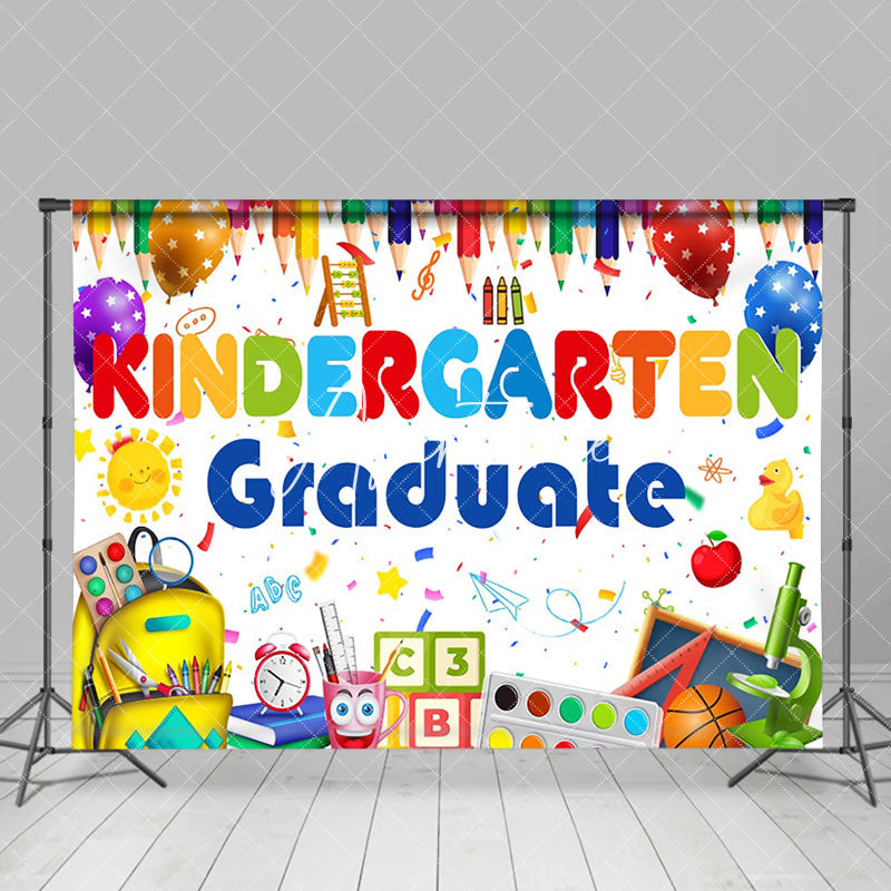 Aperturee - Crayons School Bag Tools Kindergarden Grad Backdrop