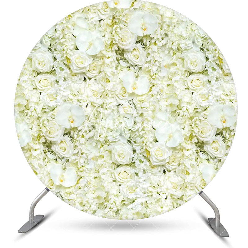 Aperturee - Creamy Floral Petal Wall Holy Round Wedding Backdrop