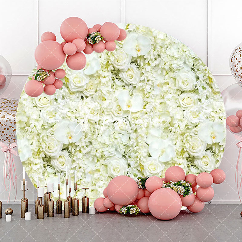 Aperturee - Creamy Floral Petal Wall Holy Round Wedding Backdrop