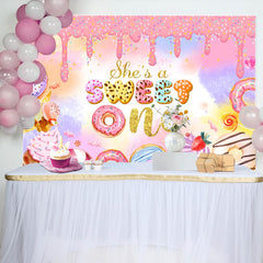 Aperturee - Creamy Ice Cream Cupcake Sweet 1st Birthday Backdrop