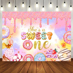 Aperturee - Creamy Ice Cream Cupcake Sweet 1st Birthday Backdrop