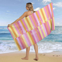 Aperturee - Creamy Pink Orange Cute Custom Beach Towel For Girl