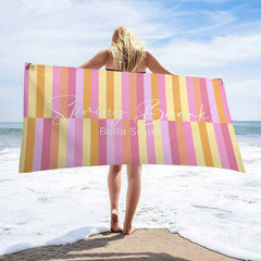 Aperturee - Creamy Pink Orange Cute Custom Beach Towel For Girl