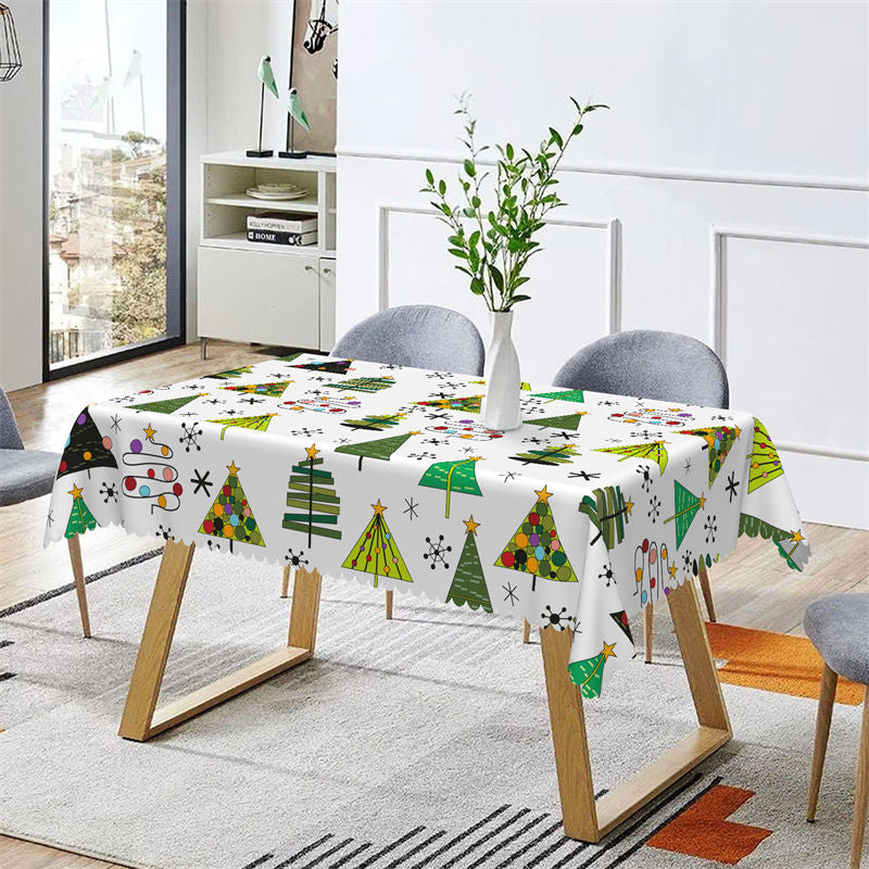 Aperturee - Creative Geometric Christmas Trees Repeat Tablecloth