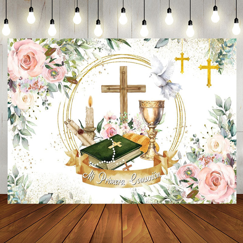 Aperturee - Cross Flowers Pigeon Holy Grail Baptism Backdrop