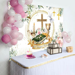 Aperturee - Cross Flowers Pigeon Holy Grail Baptism Backdrop