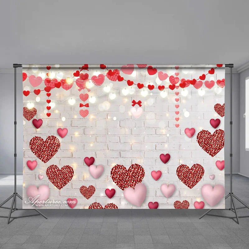 Aperturee - Cross Heart Balloon White Valentines Day Backdrop