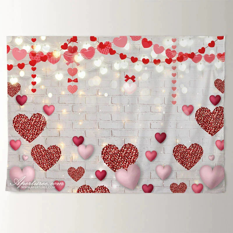 Aperturee - Cross Heart Balloon White Valentines Day Backdrop