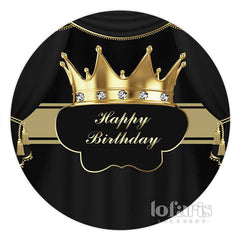 Aperturee Crown Black Gold Diamond Round Birthday Backdrop