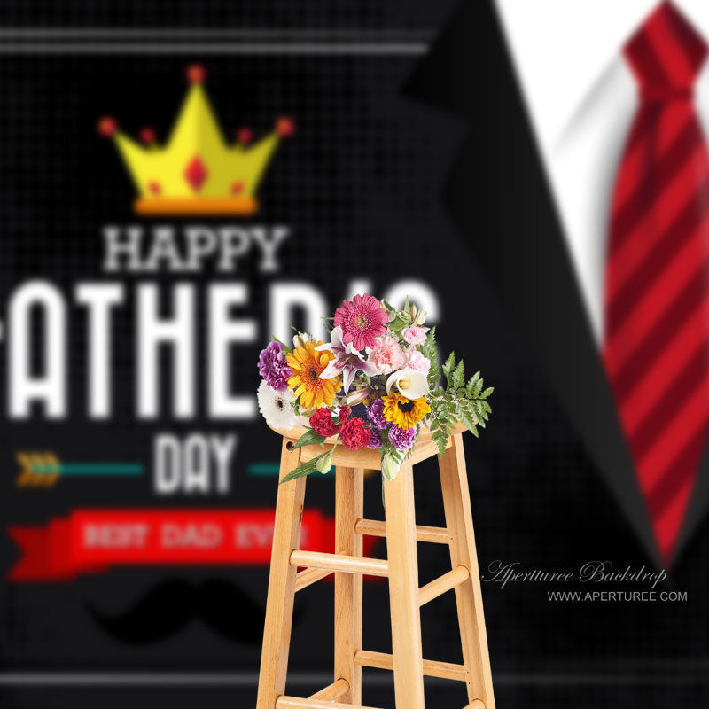 Aperturee - Crown Black Suit Tie Happy Fathers Day Backdrop