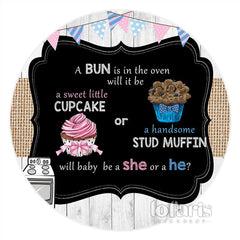 Aperturee Cupcake Or Stud Muffin Circle Baby Shower Backdrop