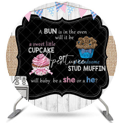 Aperturee Cupcake Or Stud Muffin Circle Baby Shower Backdrop