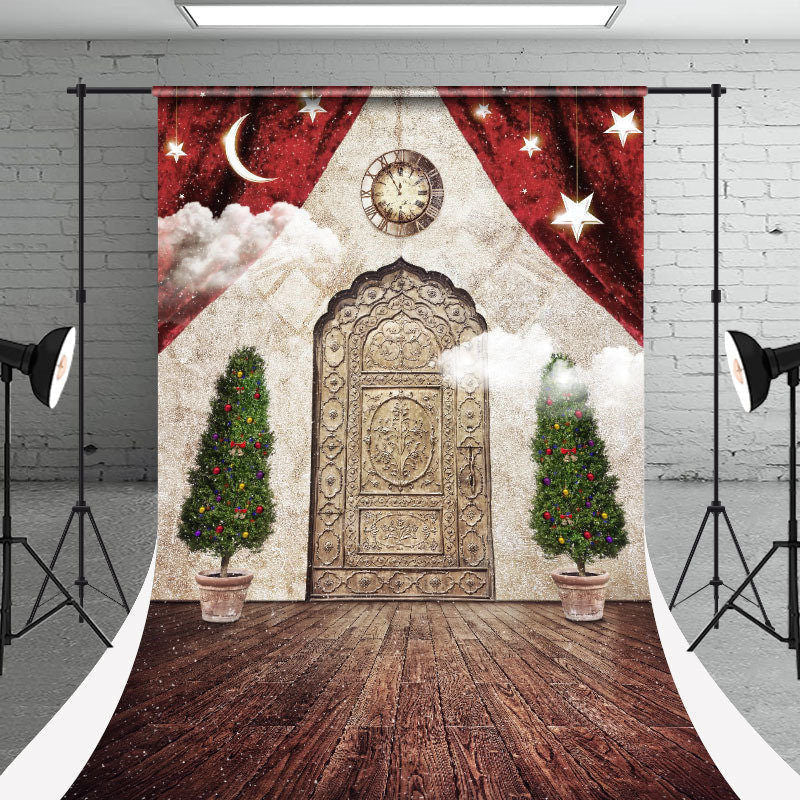 Aperturee - Curtain Door Photo Studio Sweep Christmas Backdrop