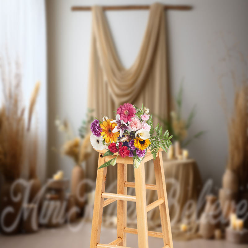 Aperturee - Curtain Dried Flowers Indoor Boho Photo Backdrop